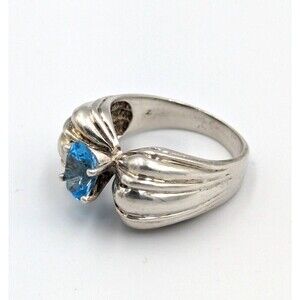 Vintage Sterling Silver 925 Aquarium Puffy Mid Century Modern Ring Sz 8